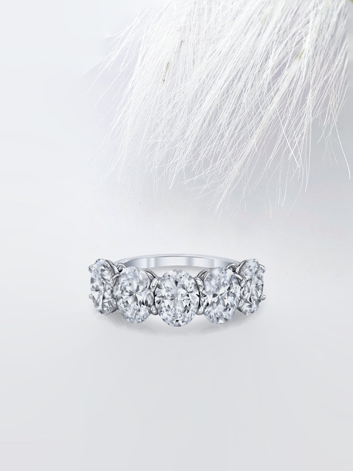 Oval FG - VS1 Lab Grown Diamond Five Stone Stacking Band - Doozy Diamonds