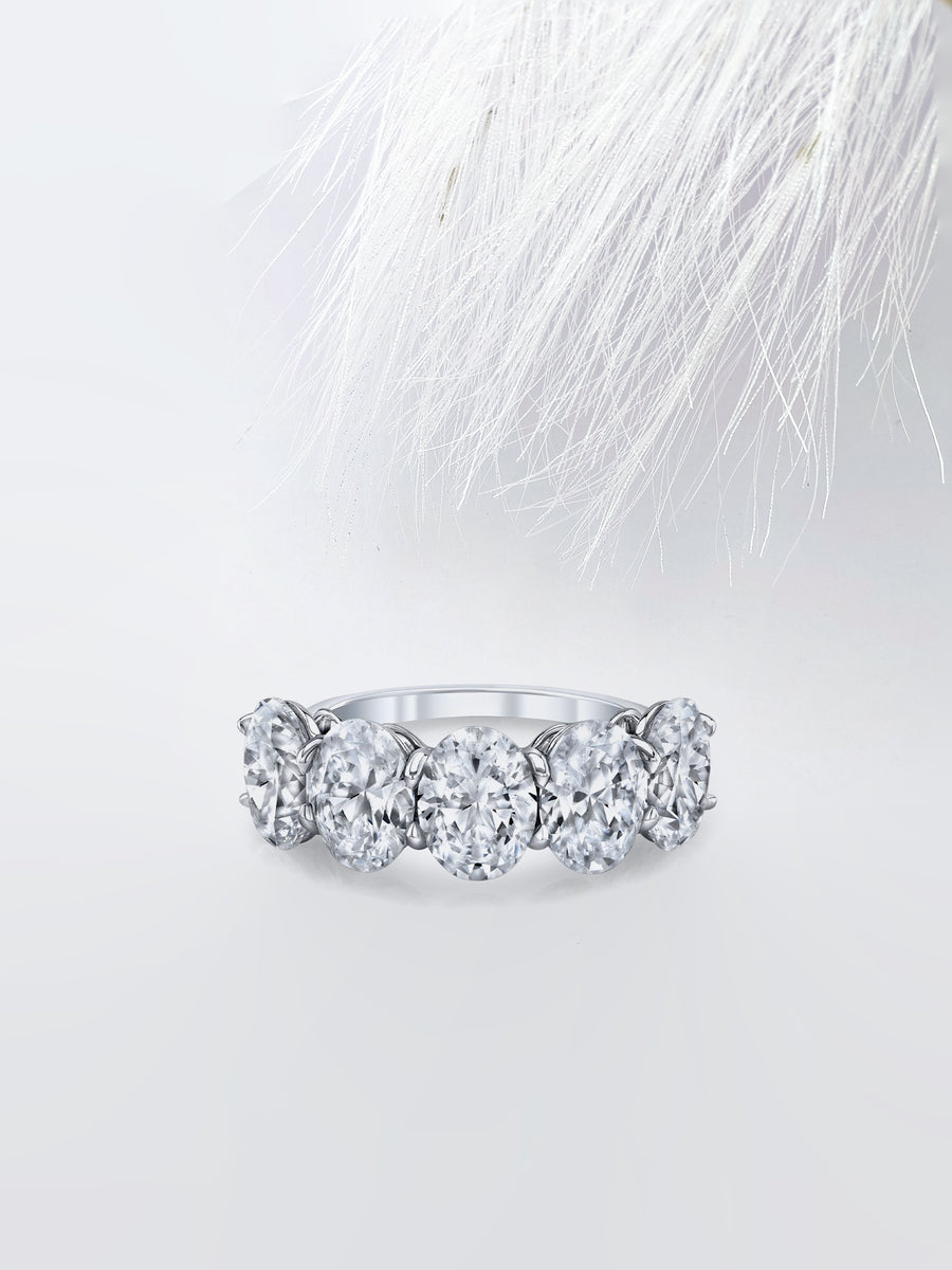 Oval FG - VS1 Lab Grown Diamond Five Stone Stacking Band - Doozy Diamonds
