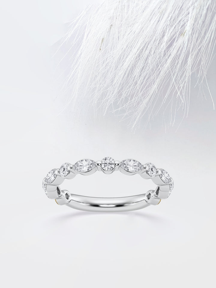 Marquise & Round FG - VS2 Lab Grown Diamond Alternative Wedding Band - Doozy Diamonds