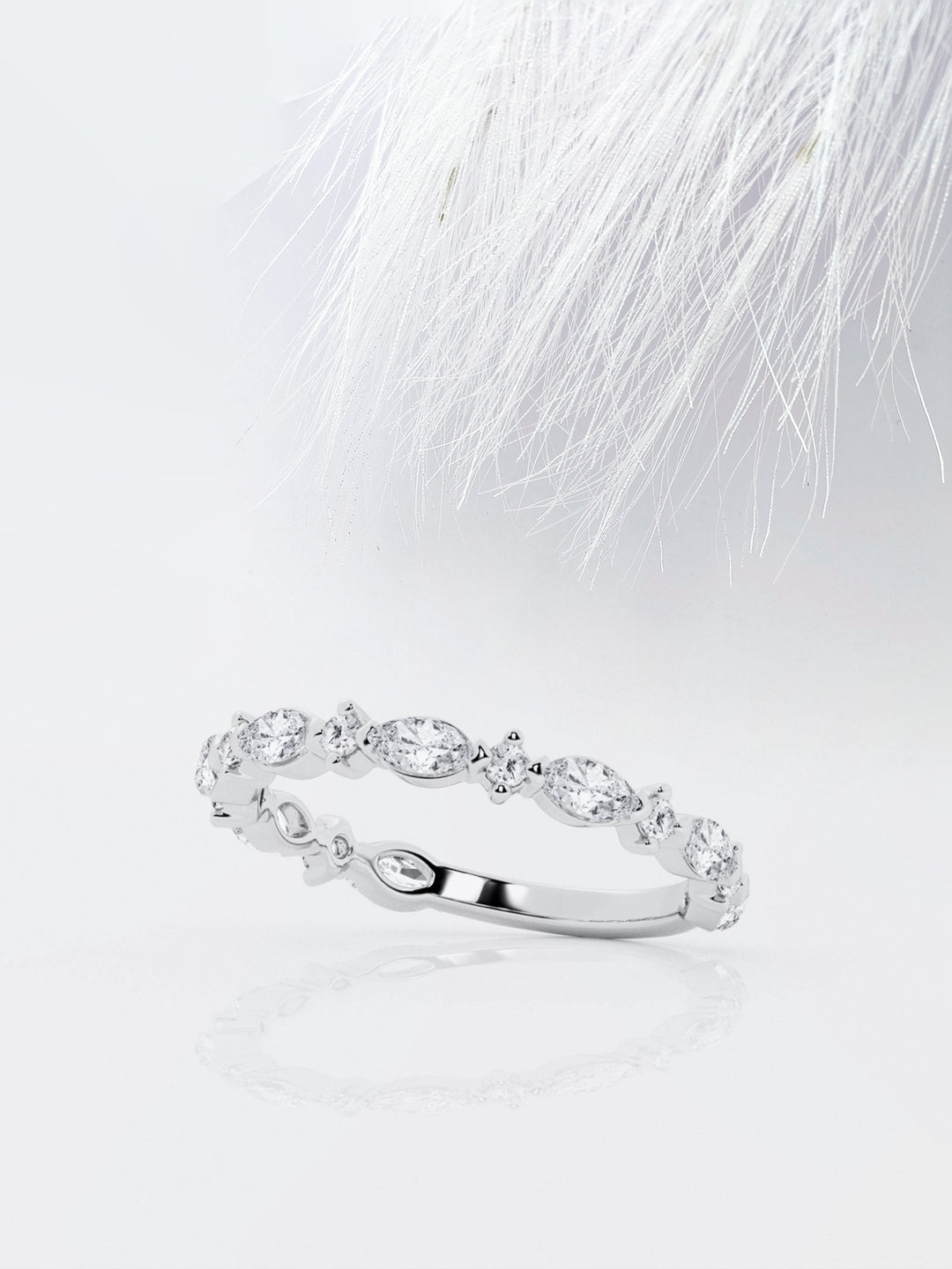 Marquise & Round FG - VS2 Lab Grown Diamond Alternative Pave Band - Doozy Diamonds