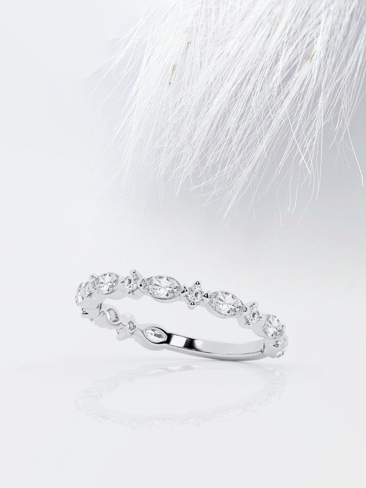 Marquise & Round FG - VS2 Lab Grown Diamond Alternative Pave Band - Doozy Diamonds
