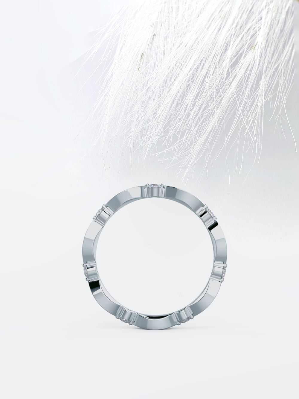 Round DE - VS1 Lab Grown Diamond Petite Pave Wedding Band - Doozy Diamonds