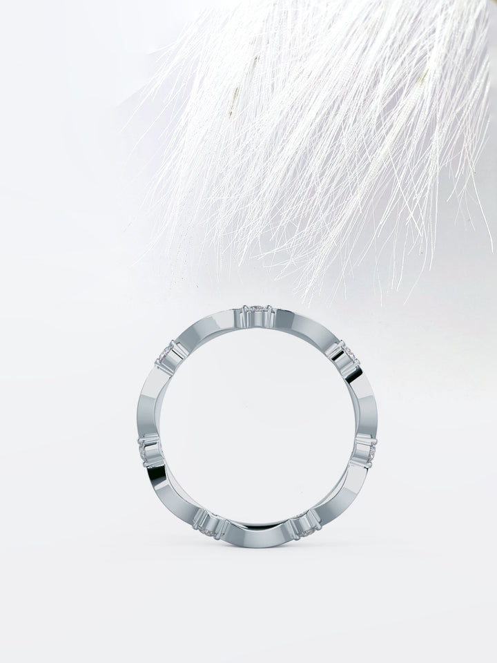 Round DE - VS1 Lab Grown Diamond Petite Pave Wedding Band - Doozy Diamonds