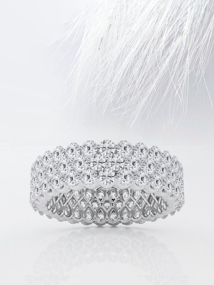 Round FG - VS2 Lab Grown Diamond Three Row Eternity Band - Doozy Diamonds