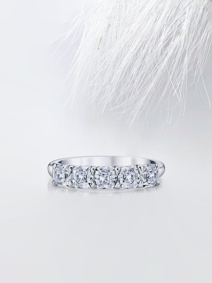 Asscher FG - VS1 Lab Grown Diamond Five Stone Wedding Band - Doozy Diamonds