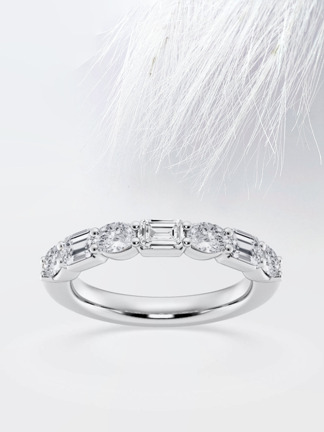 Emerald & Round FG - VS2 Lab Grown Diamond Half Eternity Wedding Band - Doozy Diamonds