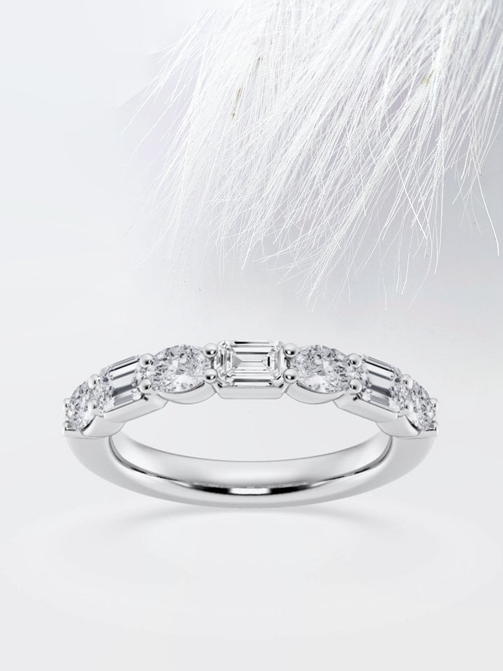 Emerald & Round FG - VS2 Lab Grown Diamond Half Eternity Wedding Band - Doozy Diamonds