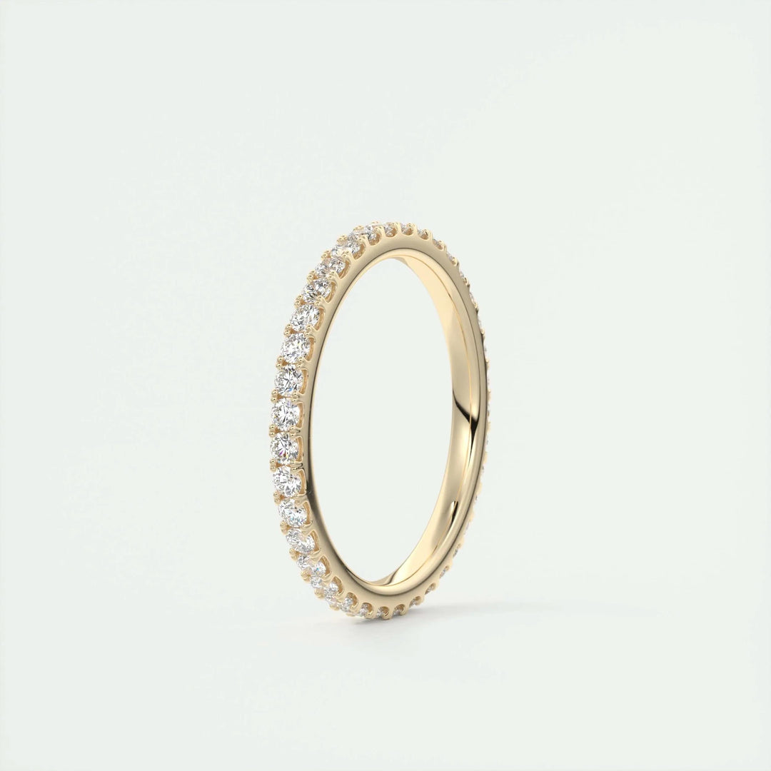 Round Brilliant lab grown diamond band worn on hand