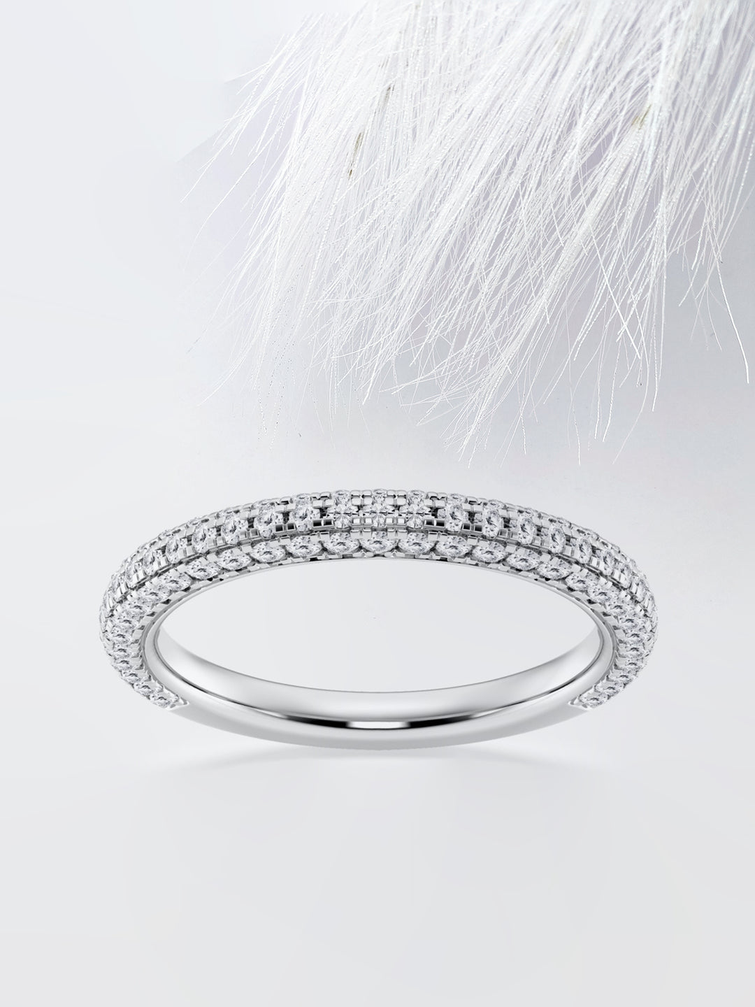 Round FG - VS2 Lab Grown Diamond Three Side Pave Half Eternity Band - Doozy Diamonds