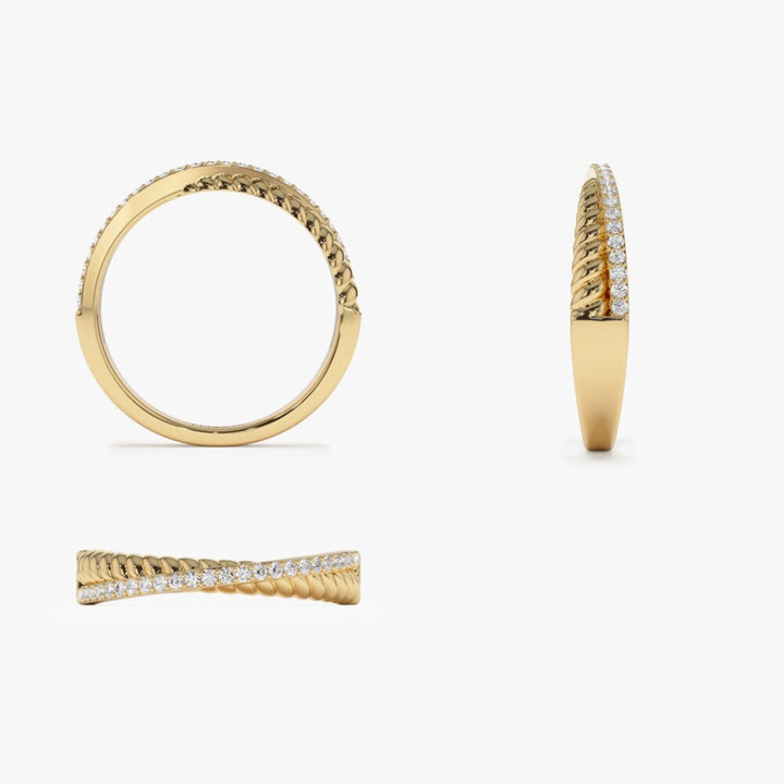 Round Diamond Twisted Rope Criss Cross Ring for Her - Doozy Diamonds