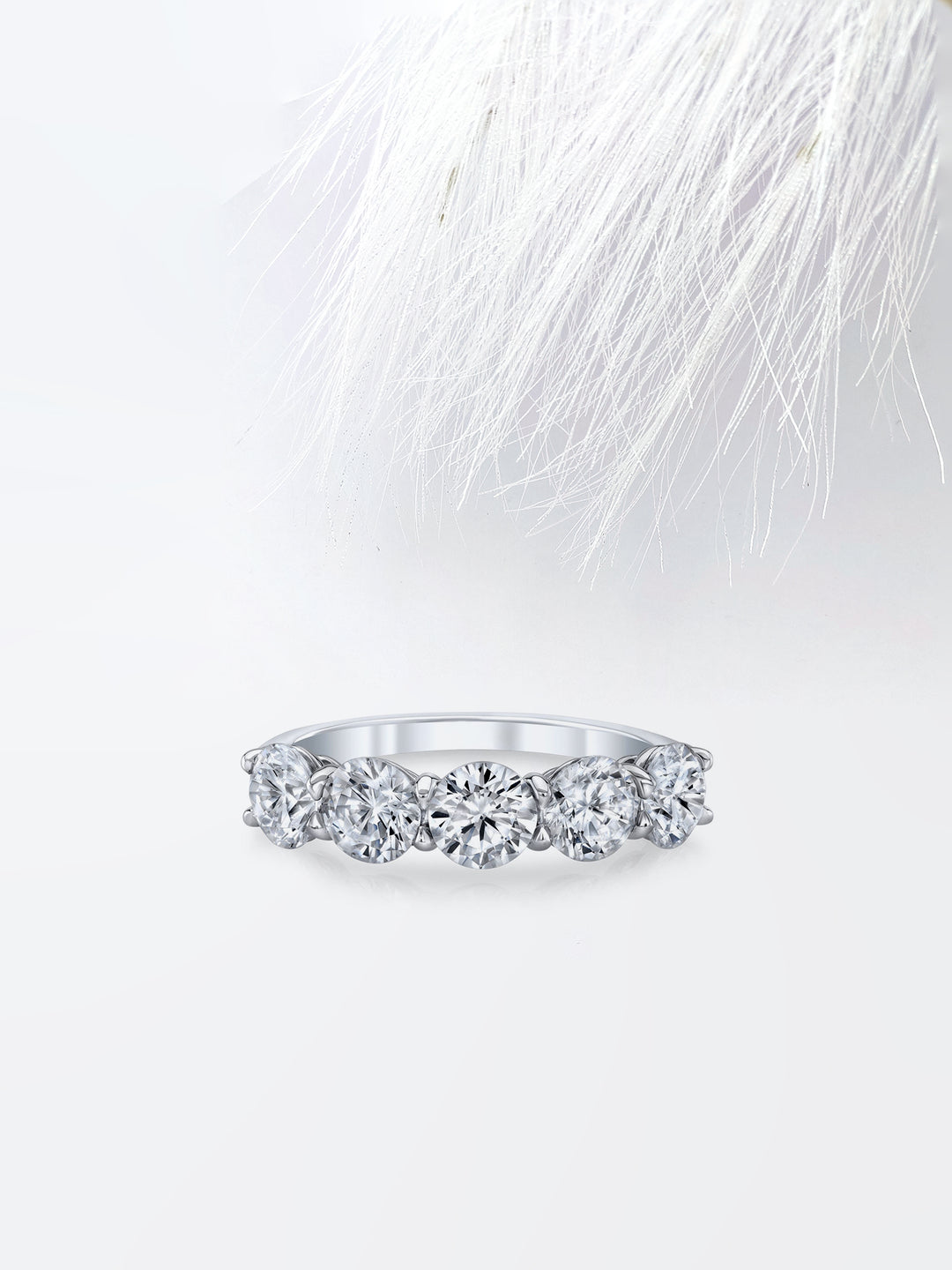 Round FG - VS1 Lab Grown Diamond Five Stone Wedding Band - Doozy Diamonds