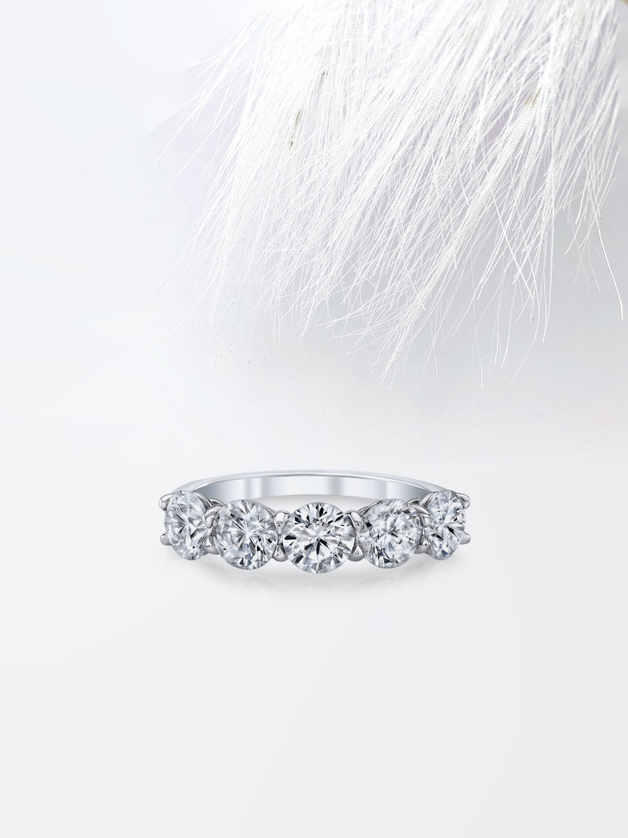 Round FG - VS1 Lab Grown Diamond Five Stone Wedding Band - Doozy Diamonds