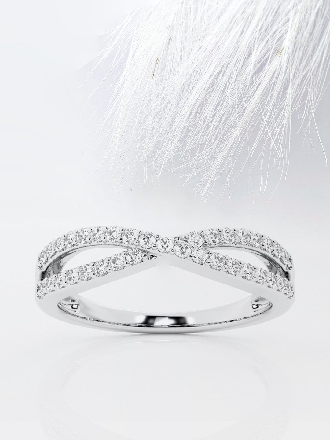 Round FG - VS2 Lab Grown Diamond Crossover Wedding Band - Doozy Diamonds