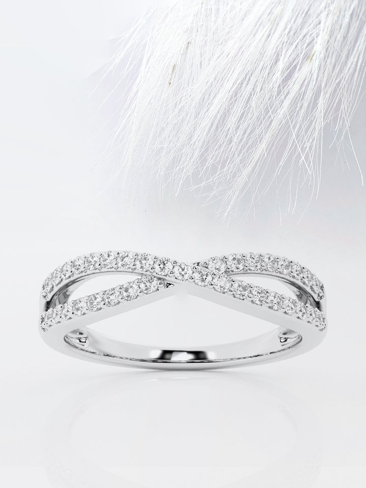Round FG - VS2 Lab Grown Diamond Crossover Wedding Band - Doozy Diamonds
