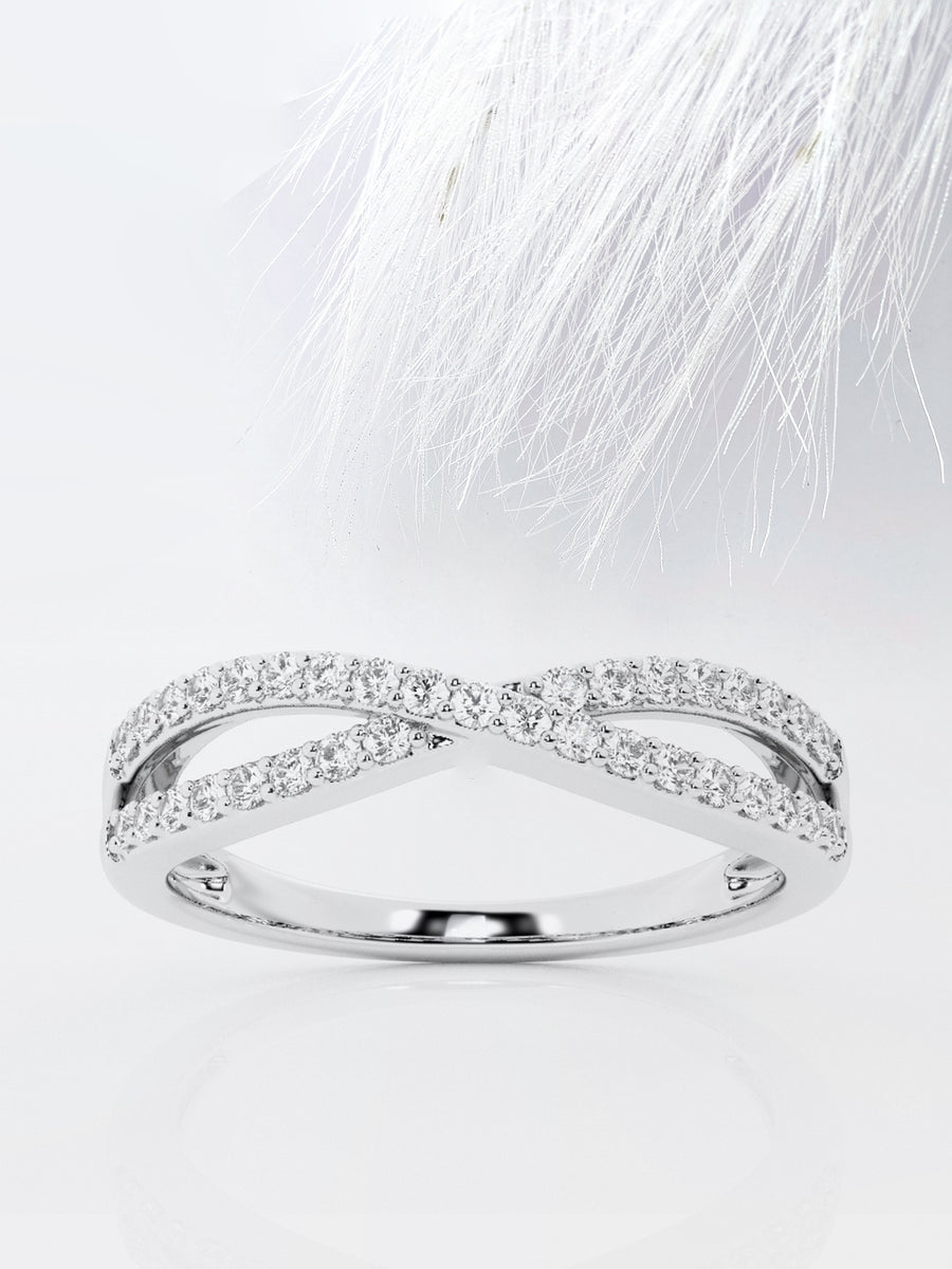 Round FG - VS2 Lab Grown Diamond Crossover Wedding Band - Doozy Diamonds