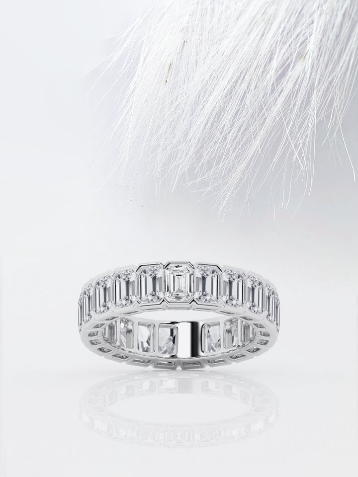 Emerald FG - VS2 Lab Grown Diamond Bezel Set Wedding Band - Doozy Diamonds