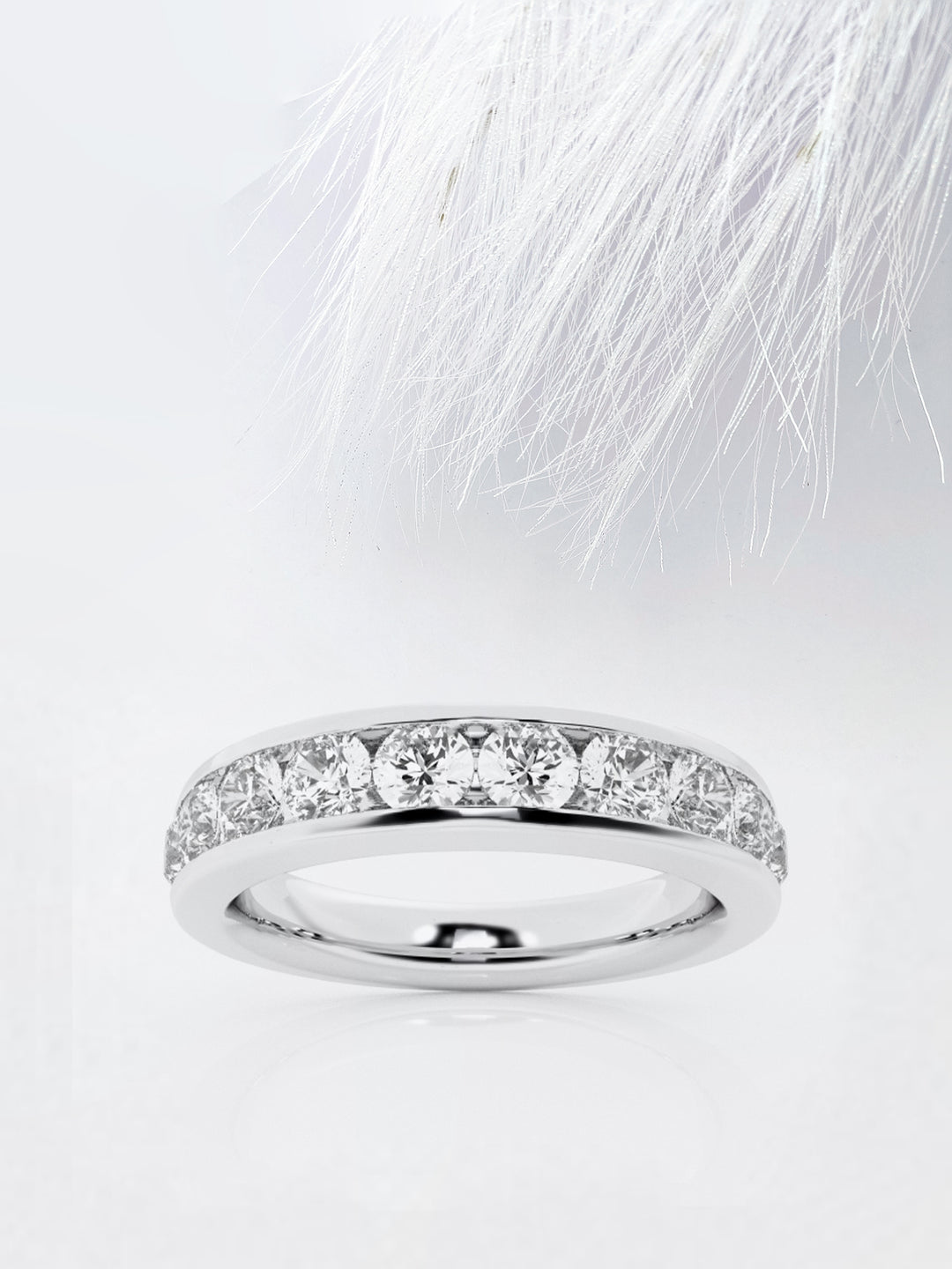 Round FG - VS2 Lab Grown Channel Set Half Eternity Wedding Band - Doozy Diamonds