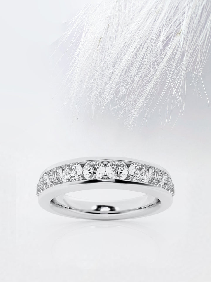 Round FG - VS2 Lab Grown Channel Set Half Eternity Wedding Band - Doozy Diamonds
