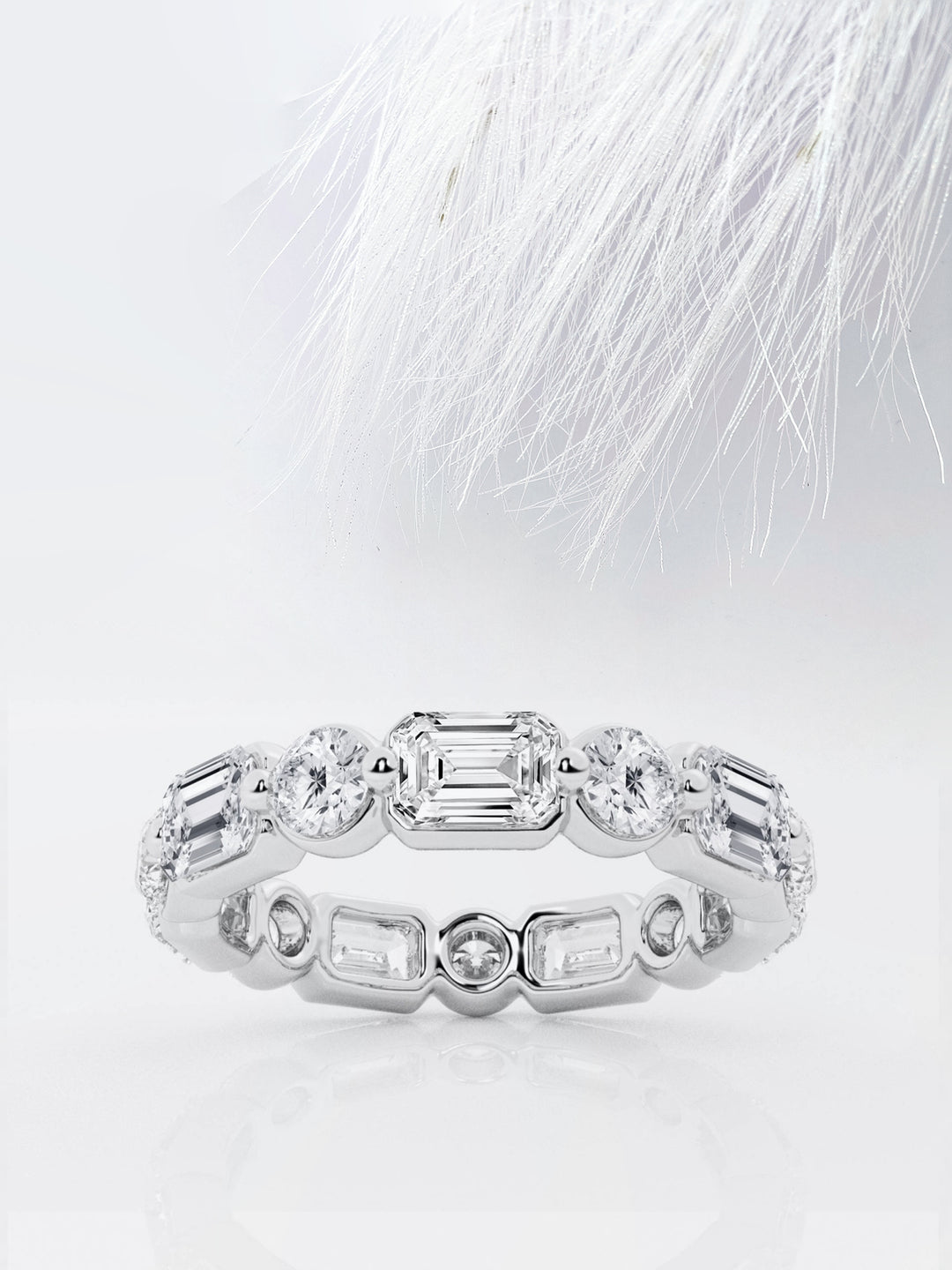 Emerald & Round FG - VS2 Lab Grown Diamond Floating Band - Doozy Diamonds