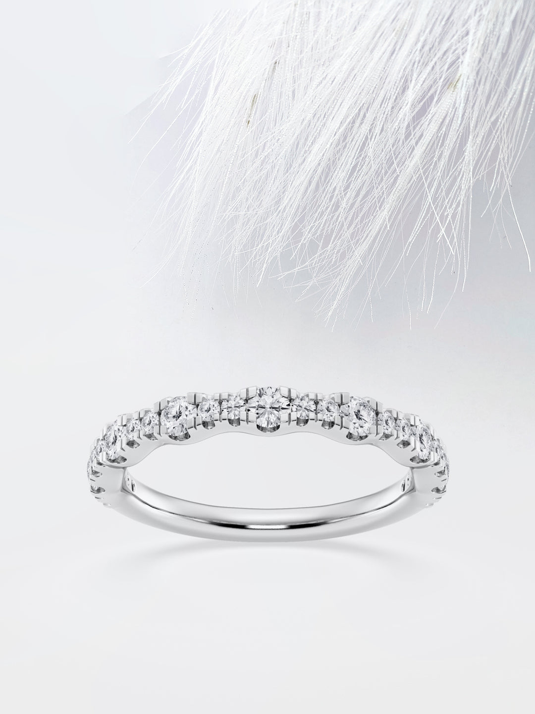 Round FG - VS2 Lab Grown Diamond Scalloped Wedding Band - Doozy Diamonds
