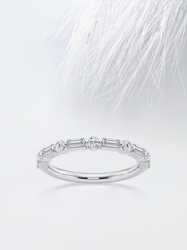 Baguette & Round FG - VS2 Lab Grown Diamond Floating Band - Doozy Diamonds