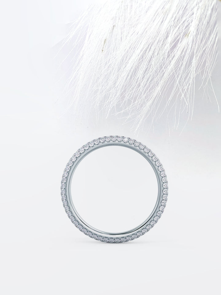 Round DE - VS1 Lab Grown Diamond Three Side Pave Wedding Band - Doozy Diamonds