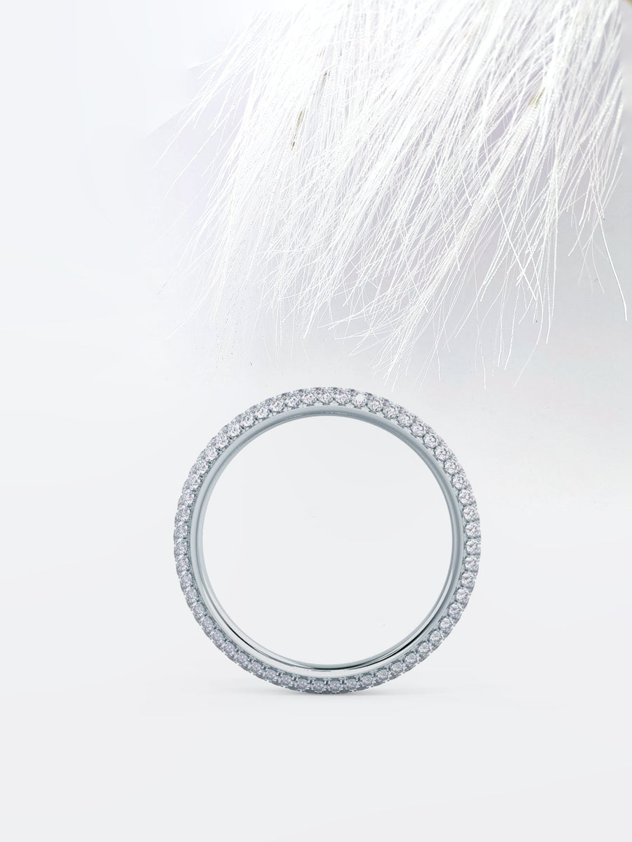 Round DE - VS1 Lab Grown Diamond Three Side Pave Wedding Band - Doozy Diamonds