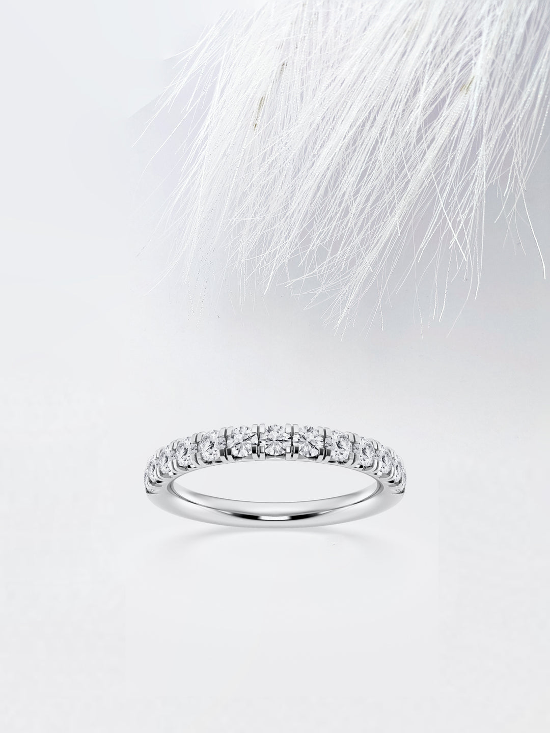 Round FG - VS2 Lab Grown Diamond French Pave Wedding Band - Doozy Diamonds