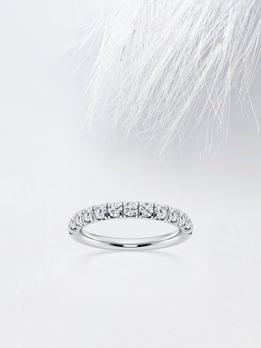Round FG - VS2 Lab Grown Diamond French Pave Wedding Band - Doozy Diamonds