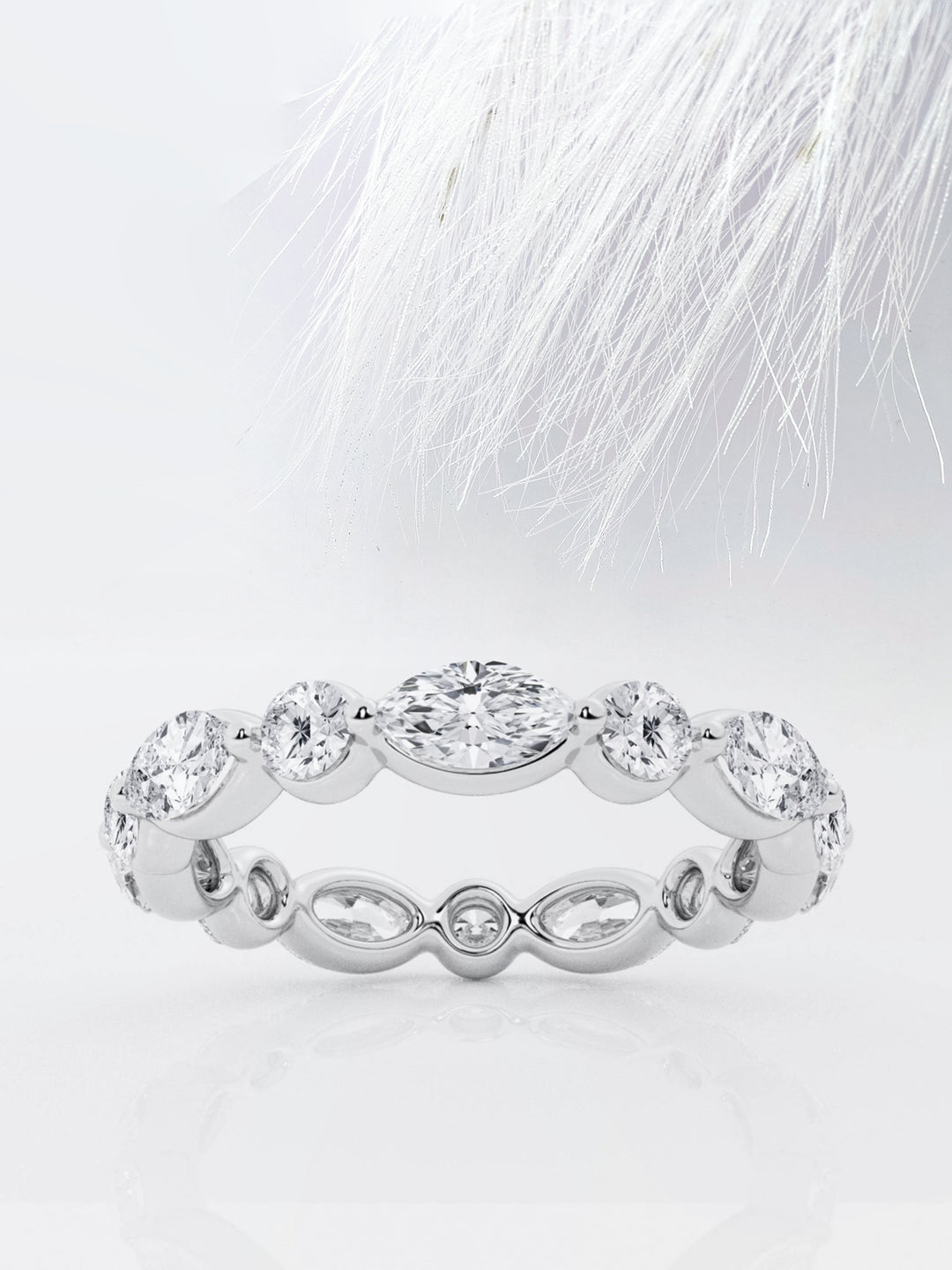 Marquise & Round FG - VS2 Lab Grown Diamond Floating Wedding Band - Doozy Diamonds