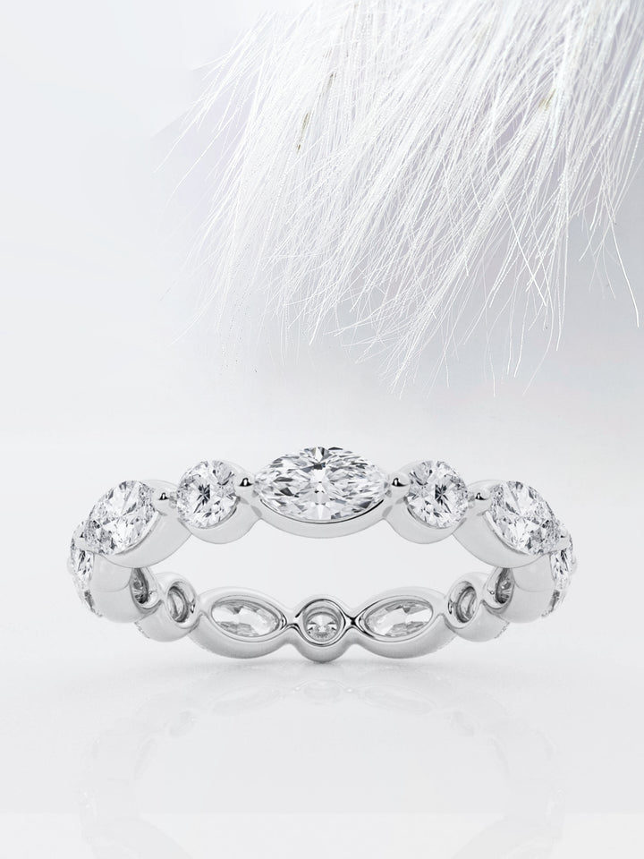 Marquise & Round FG - VS2 Lab Grown Diamond Floating Wedding Band - Doozy Diamonds