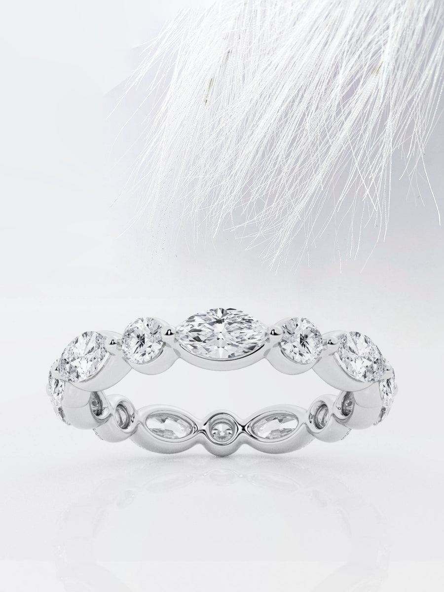Marquise & Round FG - VS2 Lab Grown Diamond Floating Wedding Band - Doozy Diamonds