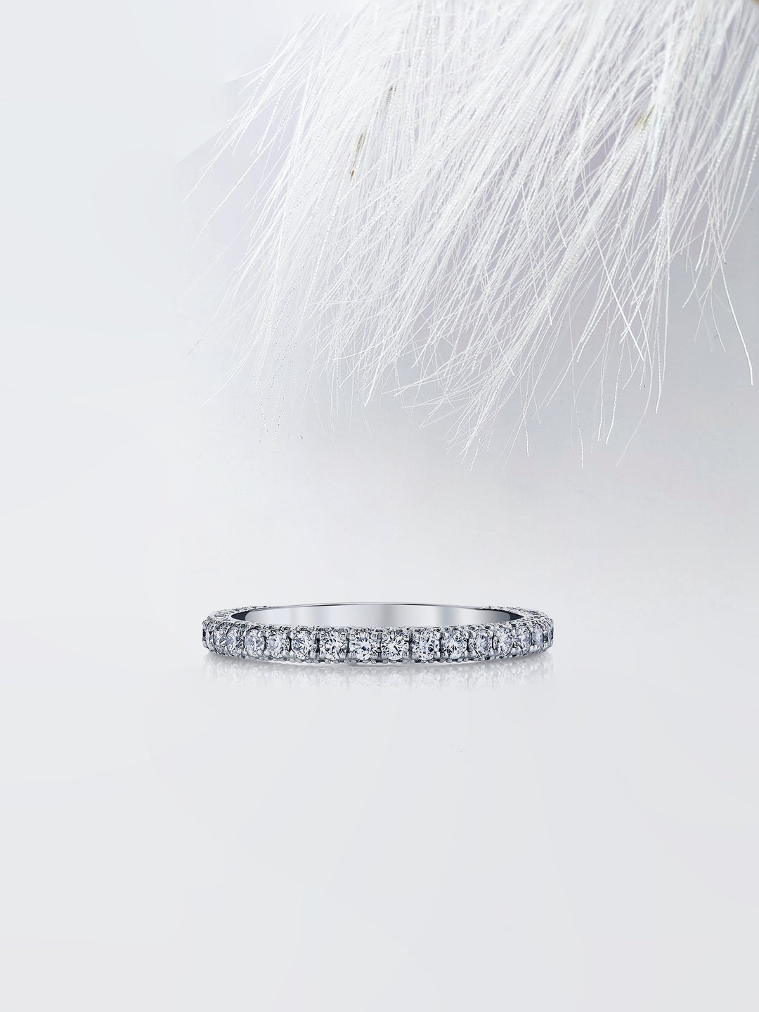 Round FG - VS1 Lab Grown Diamond Three Side Pave Wedding Band - Doozy Diamonds