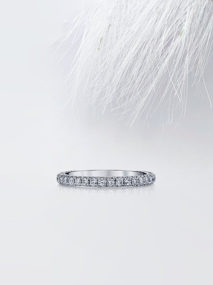 Round FG - VS1 Lab Grown Diamond Three Side Pave Wedding Band - Doozy Diamonds