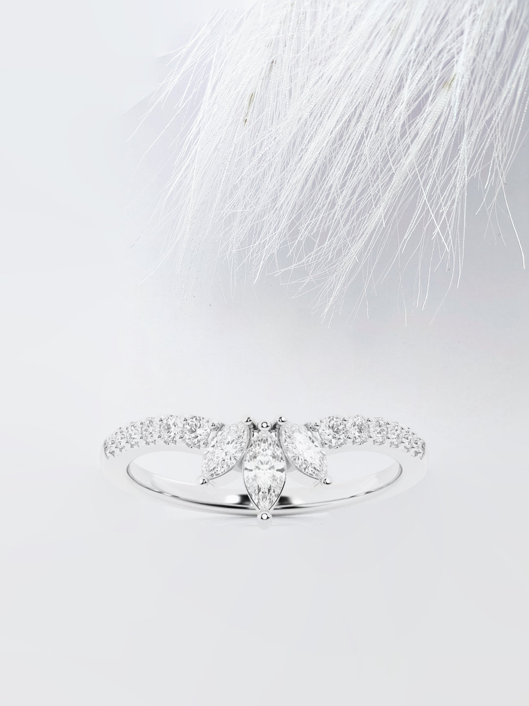 Marquise & Round FG - VS2 Lab Grown Diamond Chevron Wedding Band - Doozy Diamonds