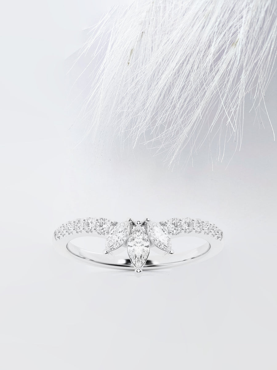 Marquise & Round FG - VS2 Lab Grown Diamond Chevron Wedding Band - Doozy Diamonds