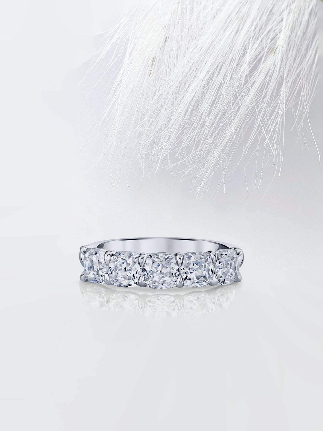 Cushion FG - VS1 Lab Grown Diamond Five Stone Wedding Band - Doozy Diamonds
