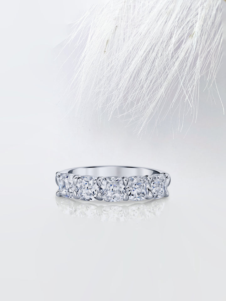 Cushion FG - VS1 Lab Grown Diamond Five Stone Wedding Band - Doozy Diamonds