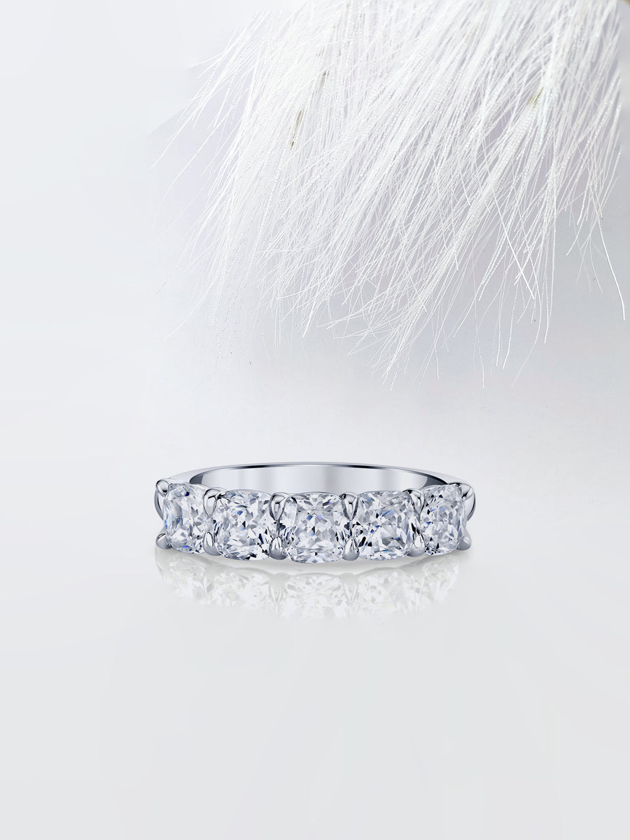 Cushion FG - VS1 Lab Grown Diamond Five Stone Wedding Band - Doozy Diamonds