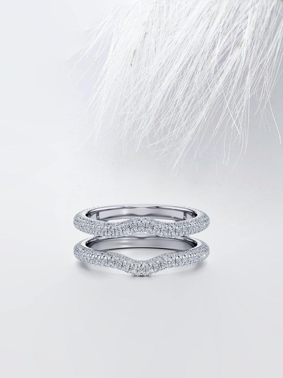 Round FG - VS1 Lab Grown Diamond Three Side Pave Double Stacking Band - Doozy Diamonds