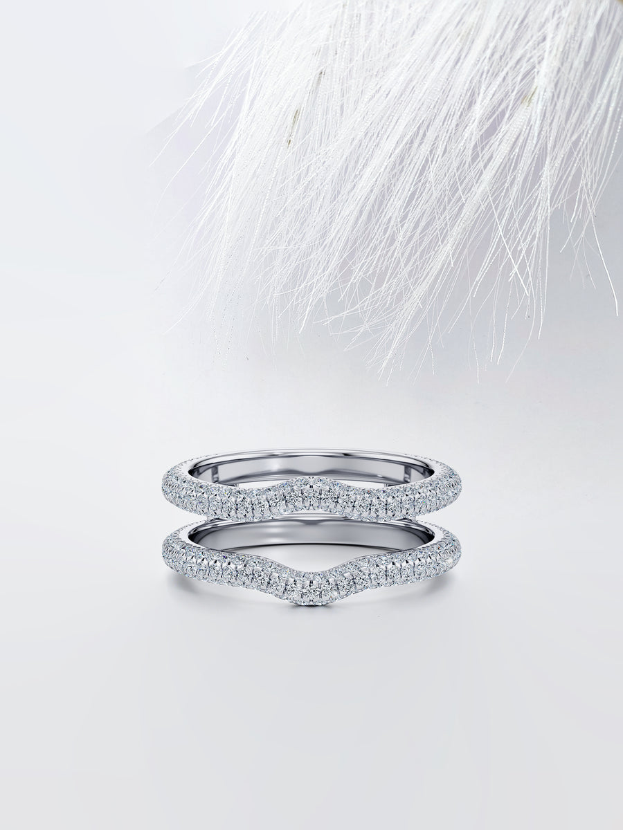 Round FG - VS1 Lab Grown Diamond Three Side Pave Double Stacking Band - Doozy Diamonds