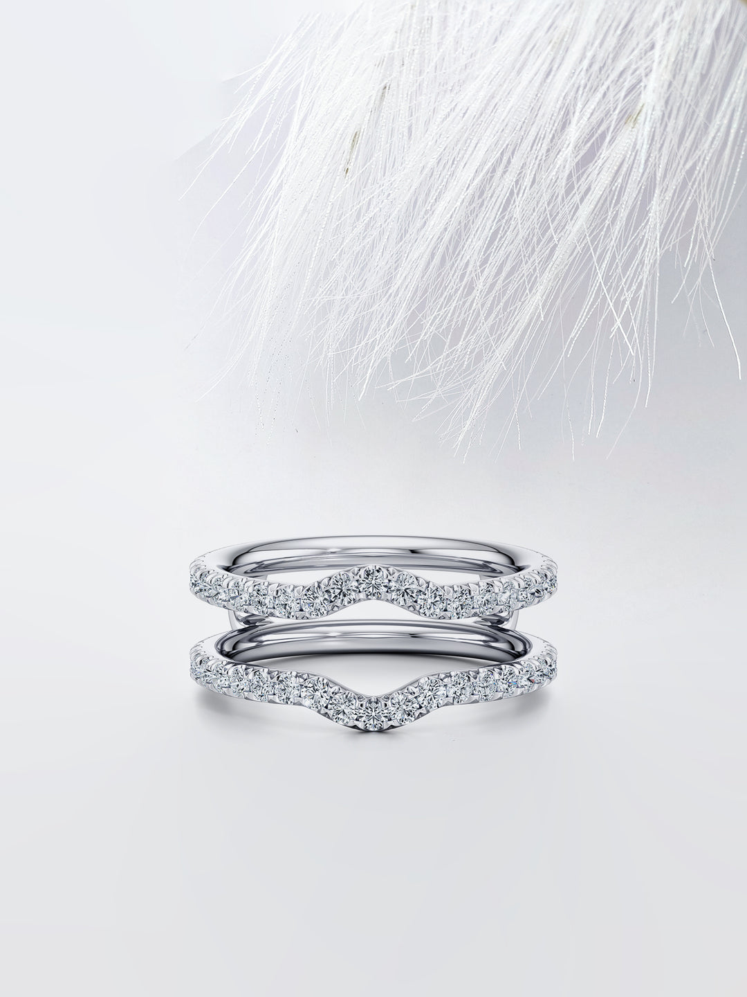 Round FG - VS1 Lab Grown Diamond Double Stacking Wedding Band - Doozy Diamonds