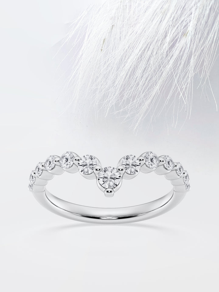Round FG - VS2 Lab Grown Diamond Chevron Wedding Band - Doozy Diamonds