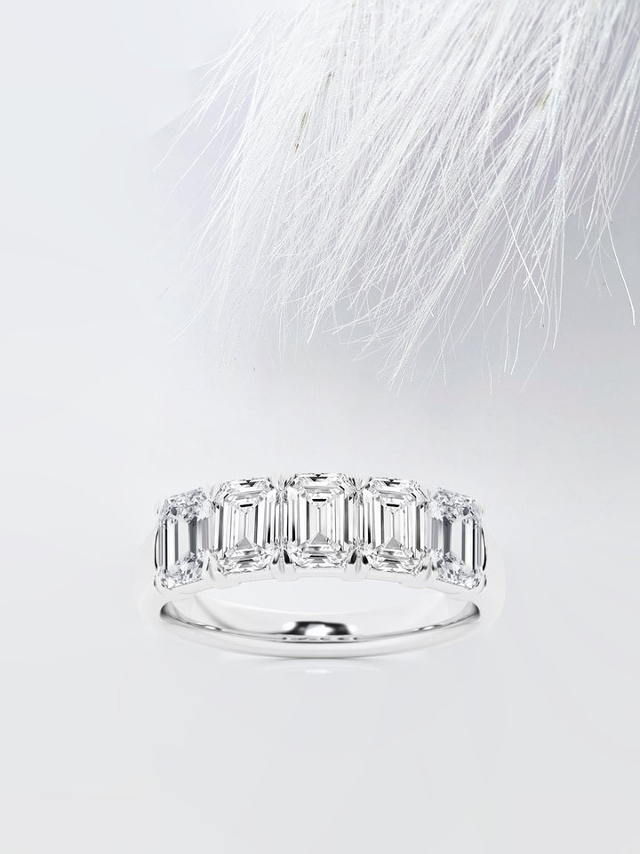 Emerald FG - VS2 Lab Grown Diamond Five Stone Wedding Band - Doozy Diamonds