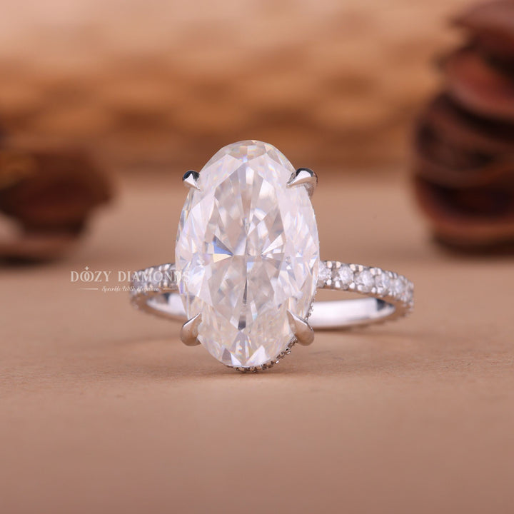 3.0CT oval hidden halo lab grown diamond engagement ring for sale