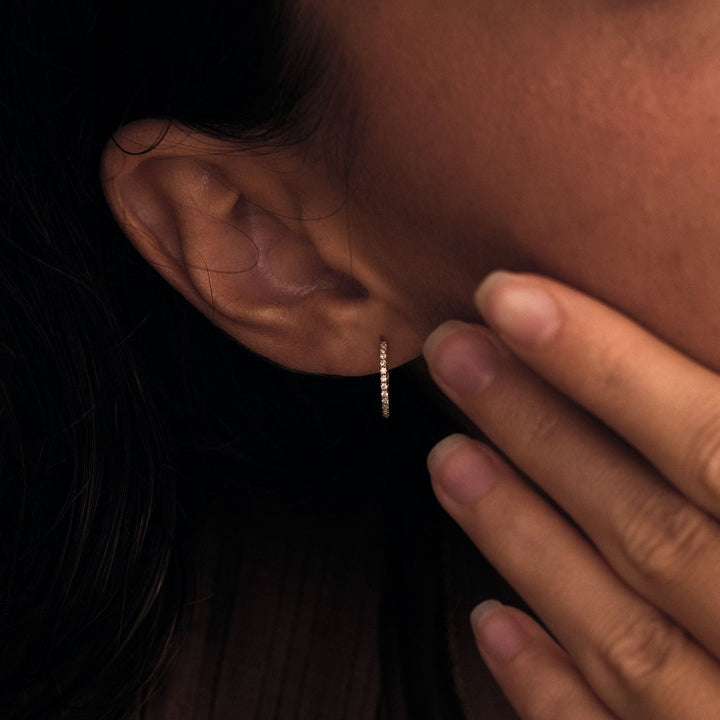 Round Cut Diamond Huggie Hoop Earrings Earrings for Women - Doozy Diamonds