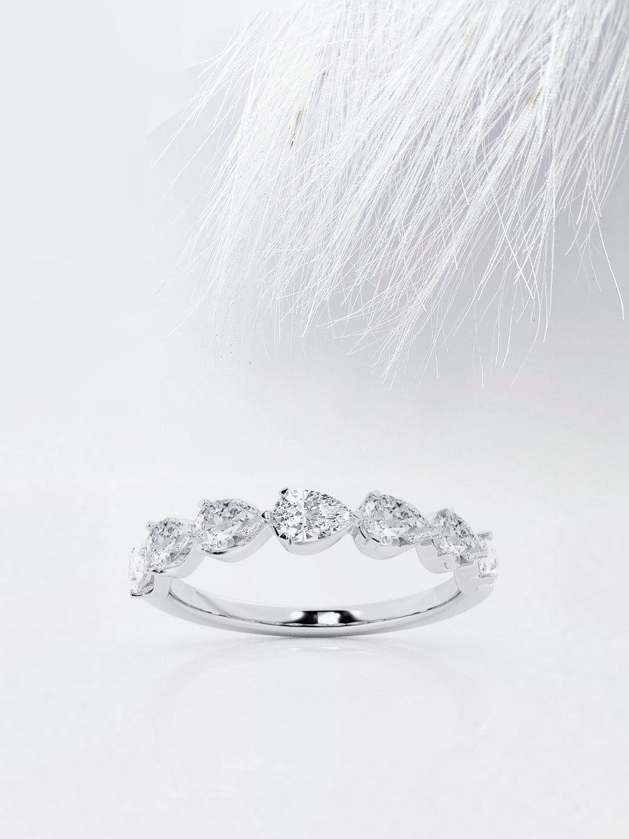 Pear FG - VS2 Lab Grown Diamond Half Eternity Wedding Band - Doozy Diamonds