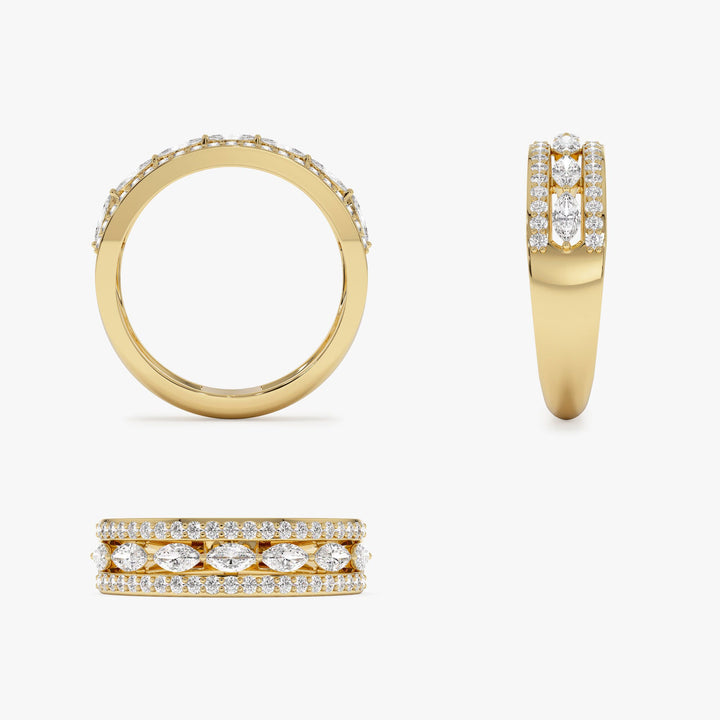 Double Row Floating Marquise and Round Wedding Band - Doozy Diamonds