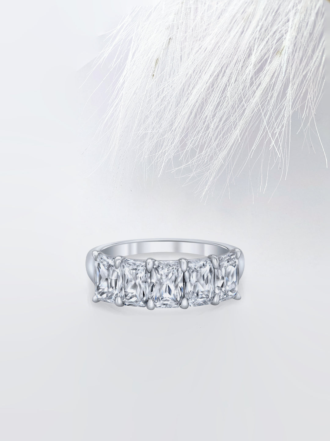 Radiant FG - VS1 Lab Grown Diamond Five Stone Wedding Band - Doozy Diamonds
