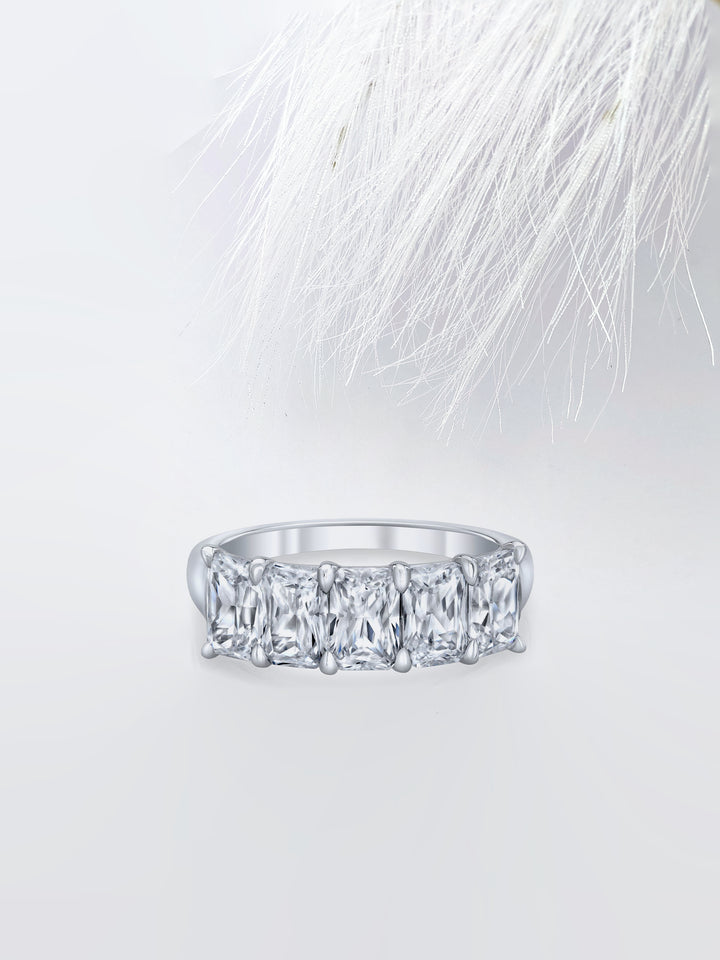 Radiant FG - VS1 Lab Grown Diamond Five Stone Wedding Band - Doozy Diamonds